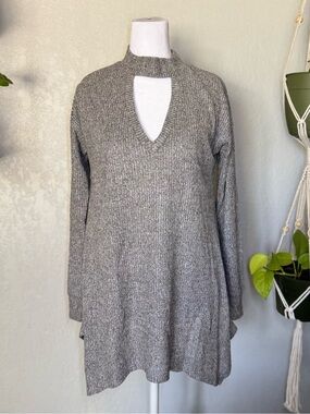 Maurices Gray Keyhole Turtleneck Sweater Tunic
